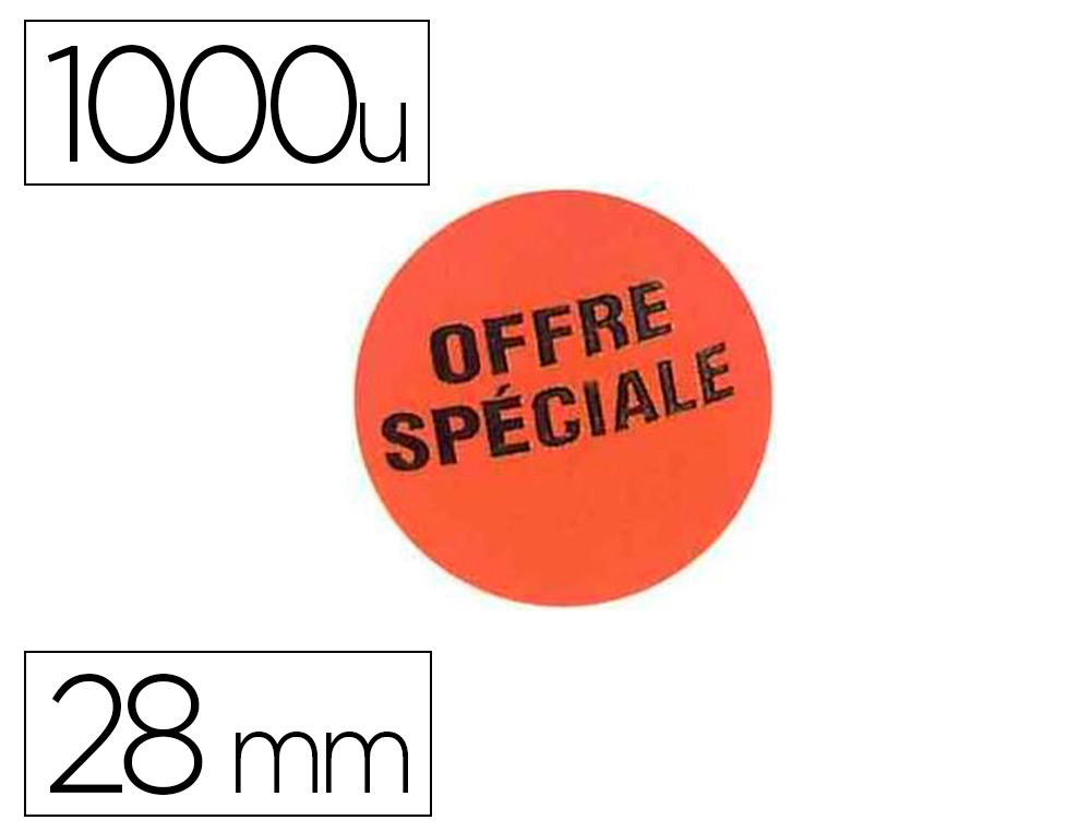 TIQUETTE ADHSIVE APLI PR-IMPRIME OFFRE SPCIALE DIAMTRE 28MM ROULEAU 1000 PASTILLES