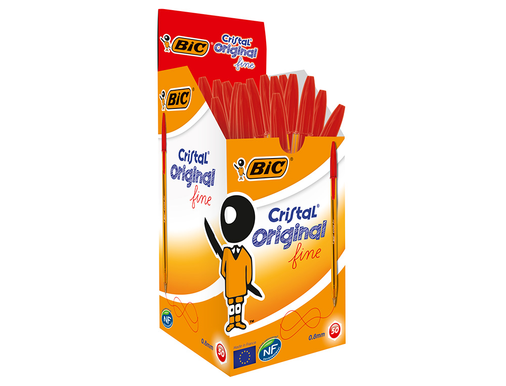 STYLO-BILLE BIC CRISTAL CRITURE FINE 0.4MM ENCRE CLASSIQUE BILLE INDFORMABLE CAPUCHON COULEUR ENCRE ROUGE