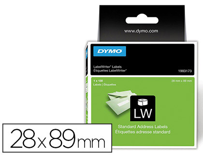 ROULEAU TIQUETTES DYMO LABEL WRITER 28X89MM IMPRESSION THERMIQUE DIRECTE STANDARD BAS VOLUME USAGE ADRESSE 130 UNITS