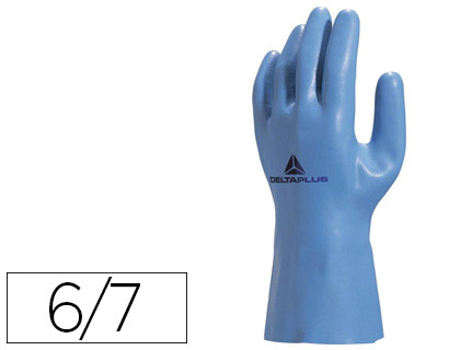 GANT LATEX DELTAPLUS SUPPORT COTON JERSEY LONGUEUR 30CM PAISSEUR 1.25MM COLORIS BLEU TAILLE 6/7 PAIRE