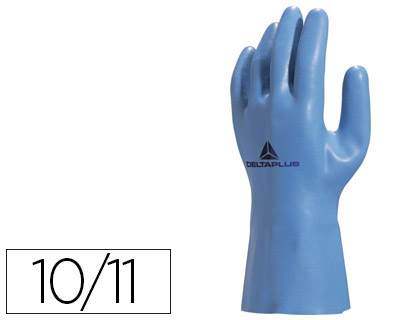 GANT LATEX DELTAPLUS SUPPORT COTON JERSEY LONGUEUR 30CM PAISSEUR 1.25MM COLORIS BLEU TAILLE 10/11 PAIRE