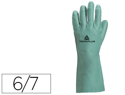 GANT NITRILE DELTAPLUS FLOQU COTON LONGUEUR 33CM PAISSEUR 0.40MM COLORIS VERT TAILLE 6/7 PAIRE