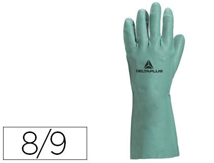 GANT NITRILE DELTAPLUS FLOQU COTON LONGUEUR 33CM PAISSEUR 0.40MM COLORIS VERT TAILLE 8/9 PAIRE