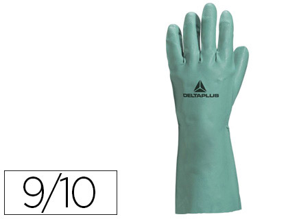 GANT NITRILE DELTAPLUS FLOQU COTON LONGUEUR 33CM PAISSEUR 0.40MM COLORIS VERT TAILLE 9/10 PAIRE