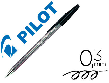 STYLO-BILLE PILOT BP-S CRITURE FINE 0.3MM ENCRE DOUCE POINTE INDFORMABLE RECHARGEABLE CORPS TRANSLUCIDE COLORIS NOIR