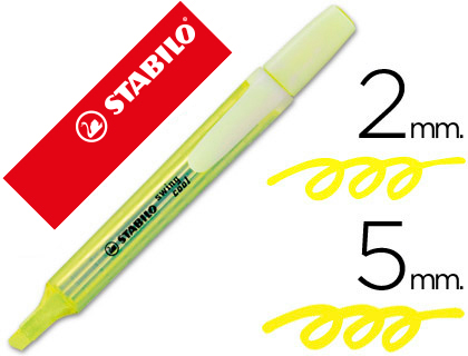 SURLIGNEUR STABILO SWING COOL MODLE DE POCHE AVEC AGRAFE TRAC 1/3MM ENCRE LIQUIDE PIGMENTE VISIBLE COLORIS JAUNE