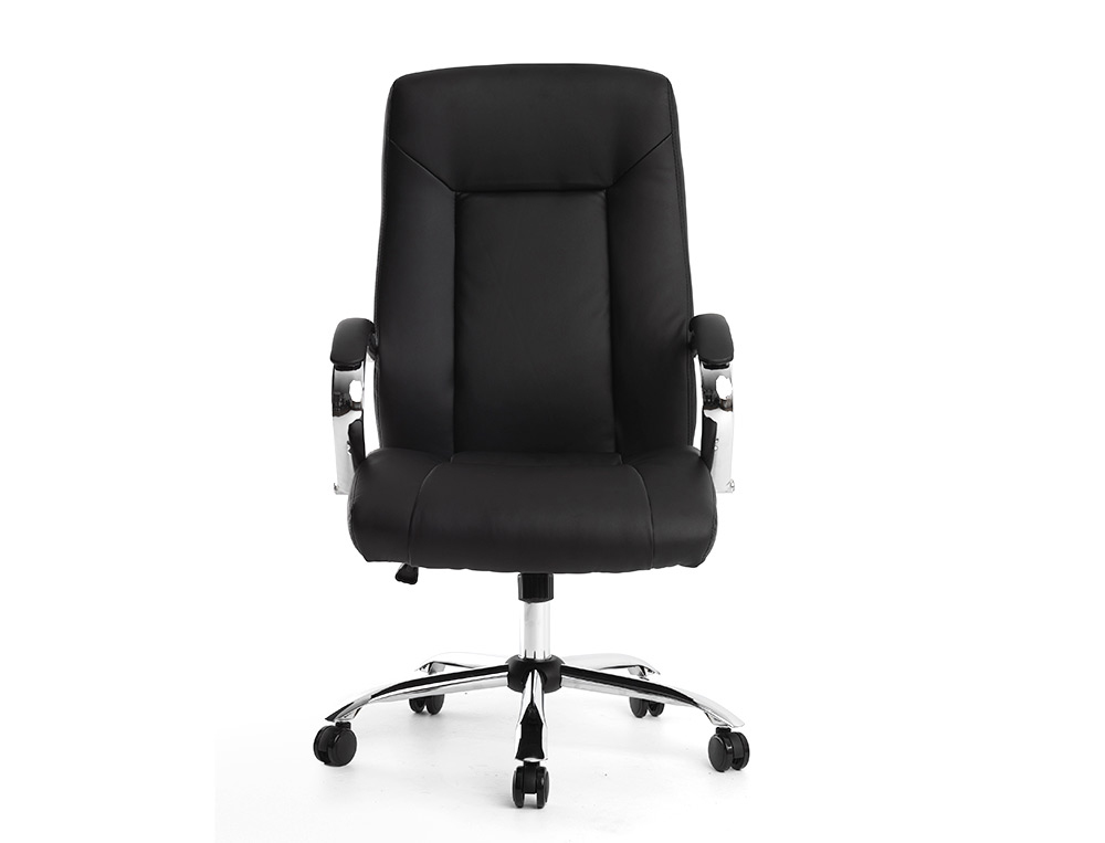 FAUTEUIL DE DIRECTION Q-CONNECT VERONA SIMILI CUIR BASE ACIER CHROME HAUTEUR MAX 1210MM LARGEUR 650MM PROF 730MM NOIR