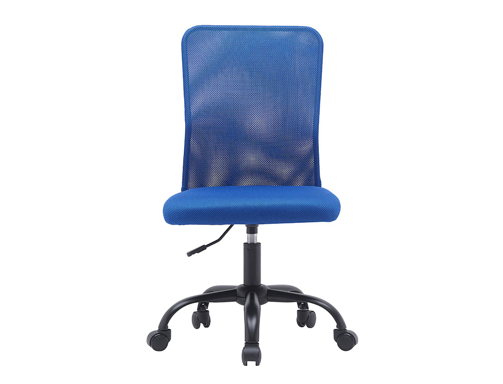 FAUTEUIL OPERATEUR Q-CONNECT PARMA MAILLE BASE METAL SANS  ACCOUDOIRS HAUTEUR MAX 990MM  LARGEUR 480MM PROF 590MM BLEU