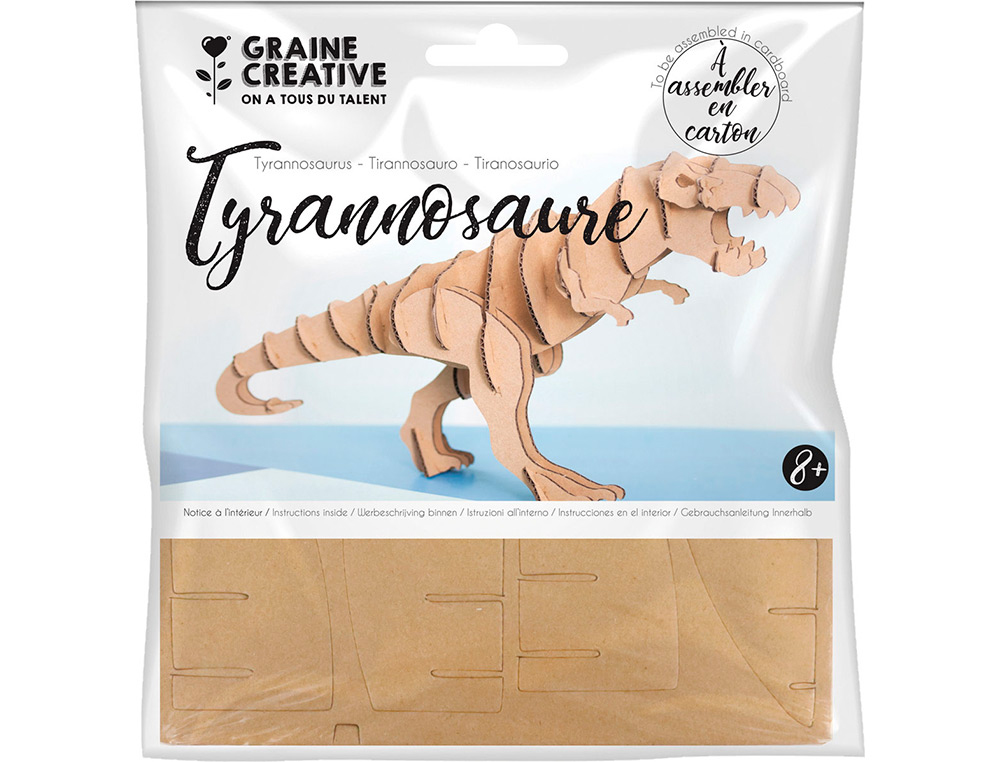 MAQUETTE TYRANOSAURE GRAINE CREATIVE CARTON A ASSSEMBLER  DECORER PERSONNALISER         150X150MM