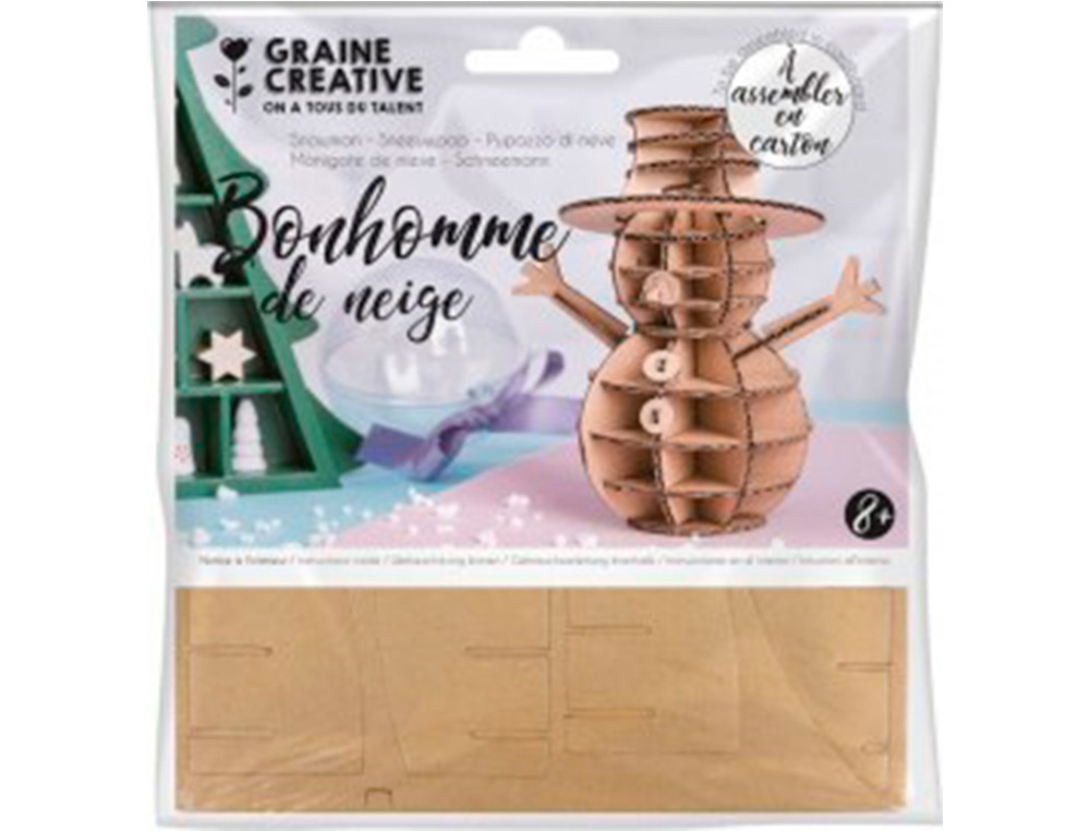 MAQUETTE BONHOMME DE NEIGE GRAINE CREATIVE CARTON A      ASSSEMBLER DECORER            PERSONNALISER 150X150MM