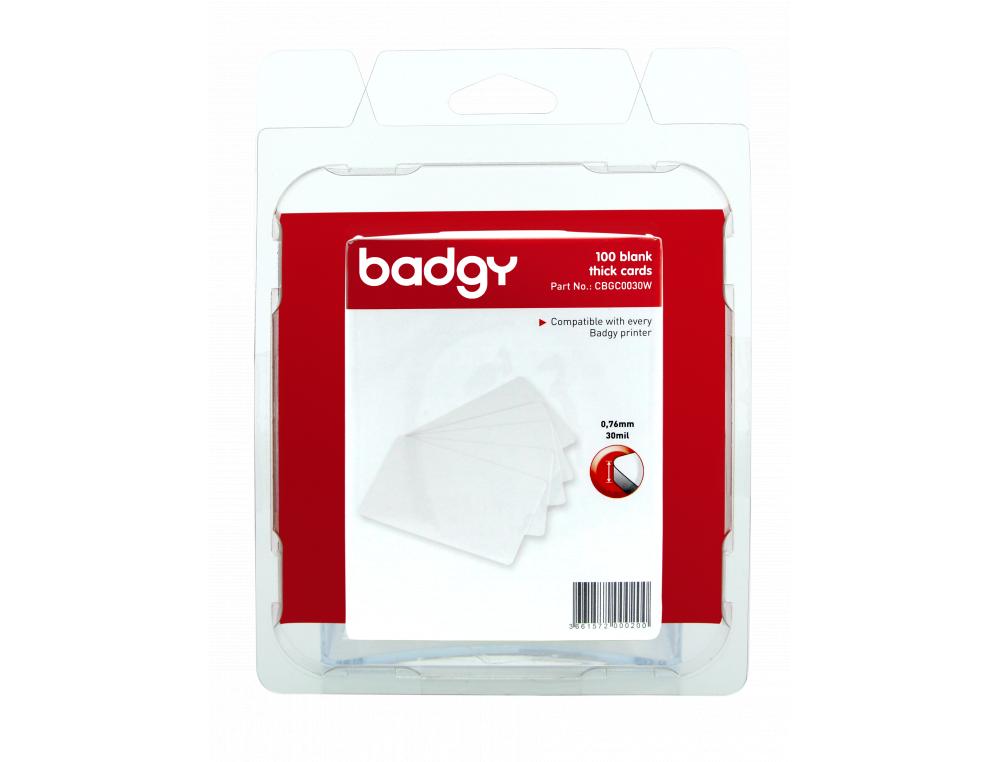 CARTES EPAISSES POUR IMPRIMANTE PERSO ET IMPRES DE BADGES SUR CARTES PLASTIQUE   PVC BLANCHE 0,76MM 100 CARTES
