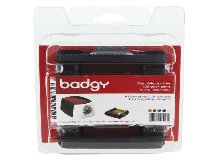 KIT BADGY RUBAN YMCKO 100+100C 0,76 PACK INCLUANT   100 CARTES PVC DE 0,76MM 1    RUBAN YMCKO POUR 100