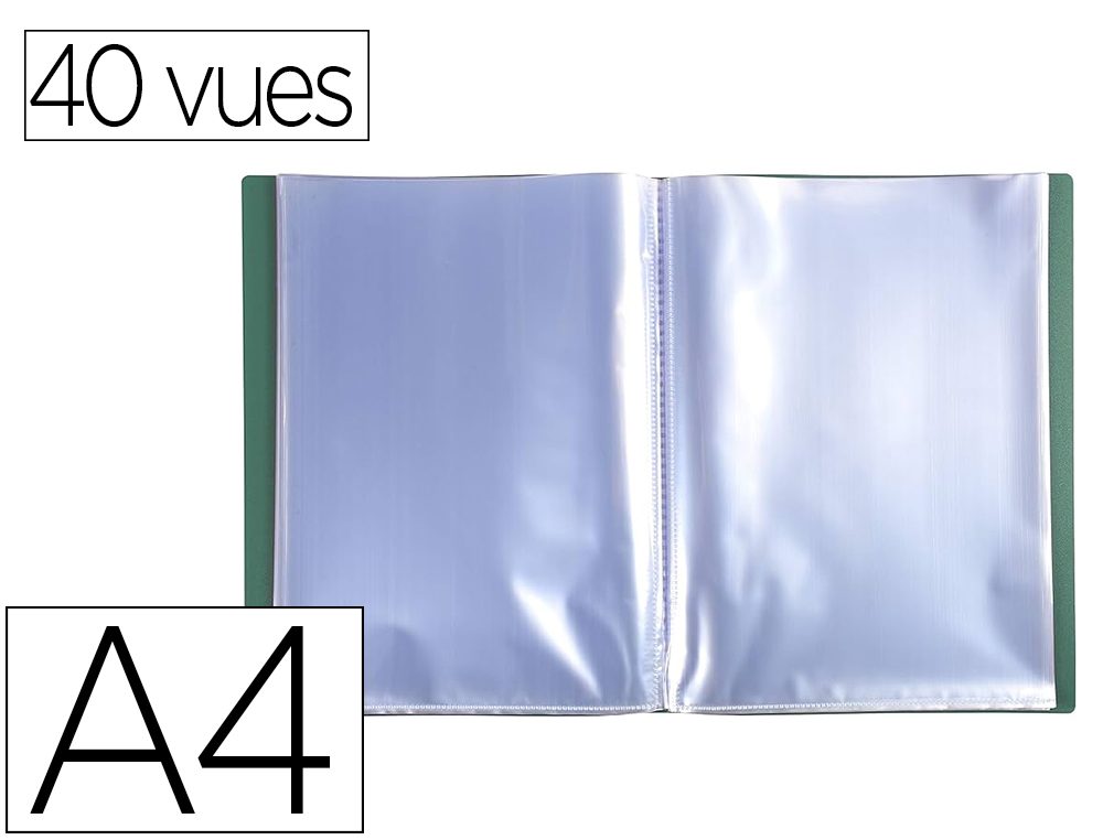 PROTEGE DOCUMENTS EXACOMPTA A4 COUVERTURE POLYPRO SOUPLE  MATE 40 VUES GRAINEES ANTI    REFLET COLORIS VERT