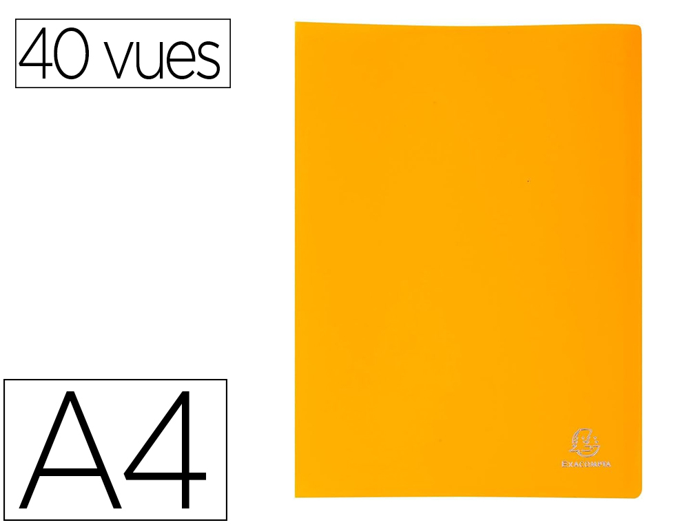 PROTEGE DOCUMENTS EXACOMPTA A4 COUVERTURE POLYPRO SOUPLE  MATE 40 VUES GRAINEES ANTI    REFLET COLORIS JAUNE