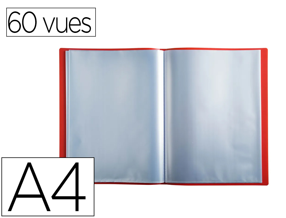 PROTEGE DOCUMENTS EXACOMPTA A4 COUVERTURE POLYPRO SOUPLE  MATE 60 VUES GRAINEES ANTI    REFLET COLORIS ROUGE