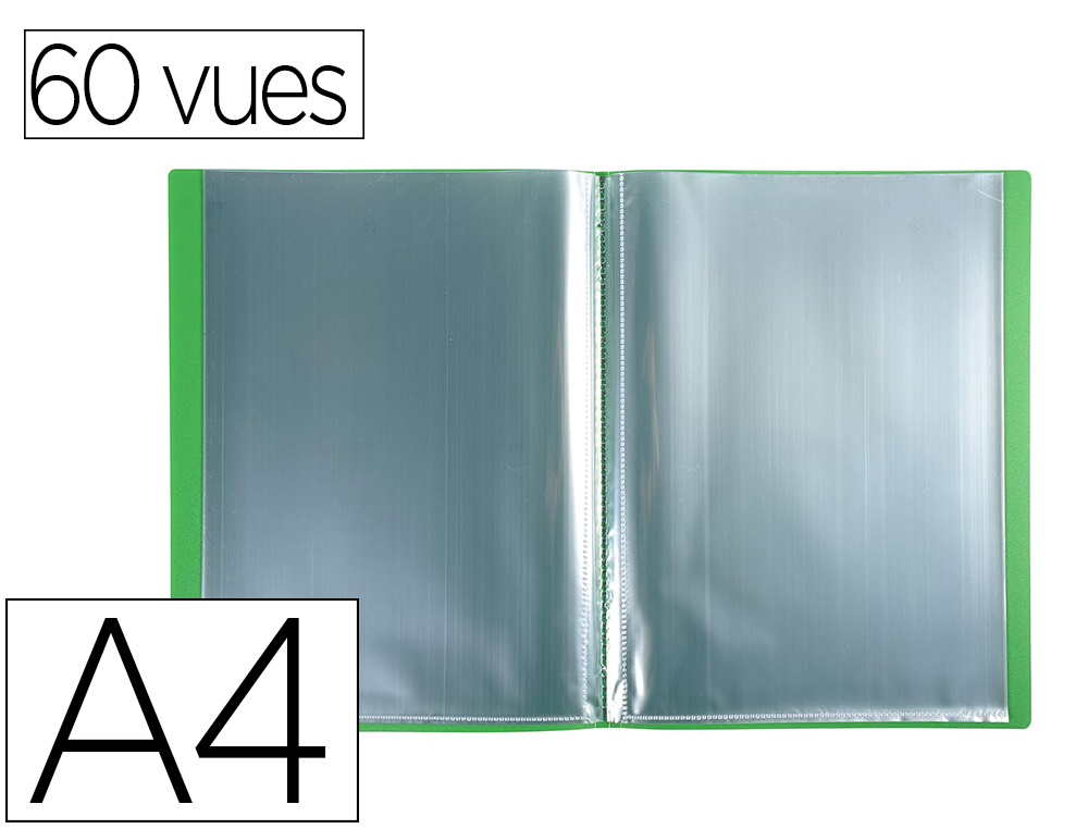 PROTEGE DOCUMENTS EXACOMPTA A4 COUVERTURE POLYPRO SOUPLE  MATE 60 VUES GRAINEES ANTI    REFLET COLORIS VERT