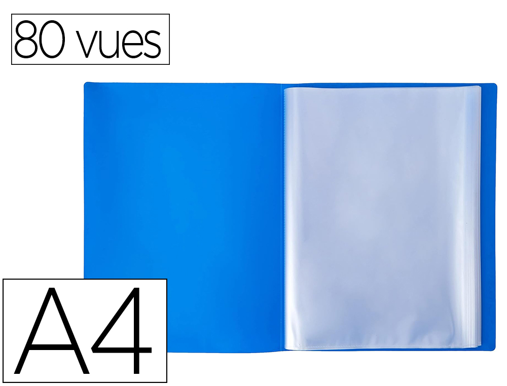 PROTEGE DOCUMENTS EXACOMPTA A4 COUVERTURE POLYPRO SOUPLE  MATE 80 VUES GRAINEES ANTI    REFLET COLORIS BLEU