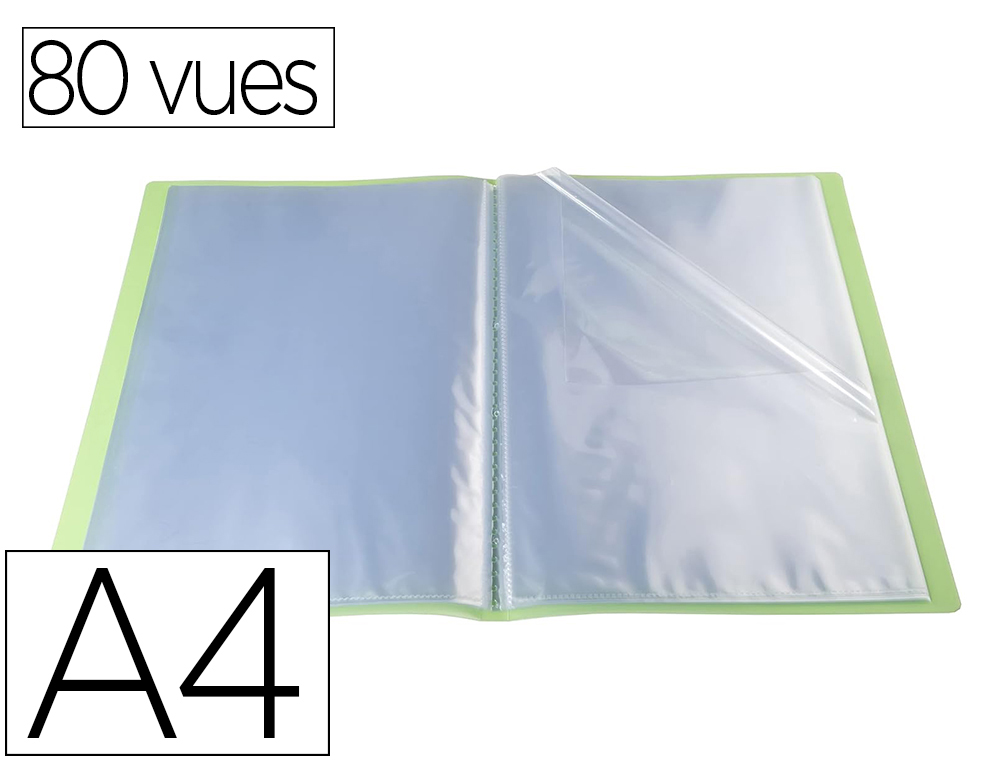 PROTEGE DOCUMENTS EXACOMPTA A4 COUVERTURE POLYPRO SOUPLE  MATE 80 VUES GRAINEES ANTI    REFLET COLORIS VERT