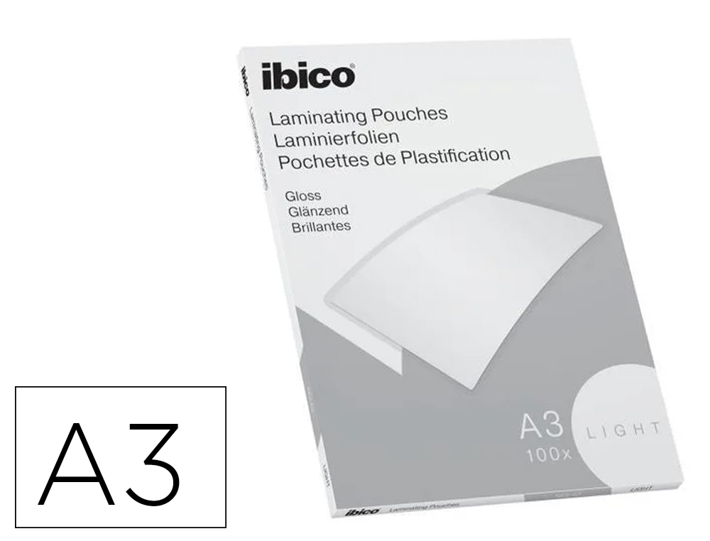 POCHETTES PLASTIFICATION IBICO FORMAT A3 75 MICRONS    BOITE DE 100 UNITES