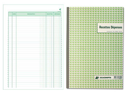 MANIFOLD AUTOCOPIANT EXACOMPTA RECETTES DPENSES A4 210X297MM FOLIOTAGE 50 DUPLIS