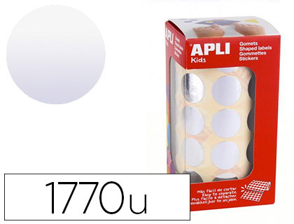 GOMMETTE MTALLISE APLI AGIPA RONDE DIAMTRE 20MM COLORIS ARGENT ROULEAU 1770 UNITS