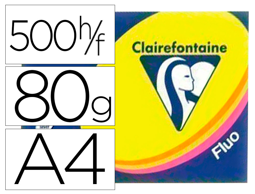 PAPIER COULEUR CLAIREFONTAINE TROPHE MULTIFONCTION A4 80G/M2 COULEURS ASSORTIES FLUORESCENTES PAQUET 500 FEUILLES