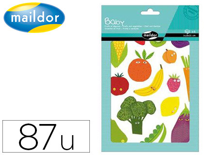 GOMMETTE MAXI MAILDOR BABY FRUITS ET LGUMES REPOSITIONNABLE 148X210MM 6 PLANCHES 87 UNITS