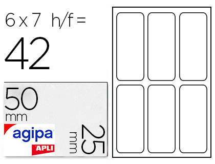 TIQUETTE ADHSIVE APLI AGIPA BUREAU 25X50MM POCHETTE 42 UNITS