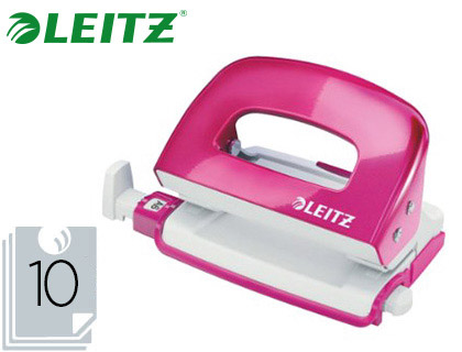 PERFORATEUR MINI ESSELTE BOTE MTAL SOCLE ANTIDRAPANT 2 TROUS RGLETTE GUIDAGE CARTEMENT STANDARD 8CM ROSE MTALLIQUE