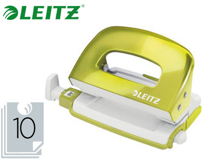 PERFORATEUR MINI ESSELTE BOTE MTAL SOCLE ANTIDRAPANT 2 TROUS RGLETTE GUIDAGE CARTEMENT STANDARD 8CM VERT MTALLIQUE