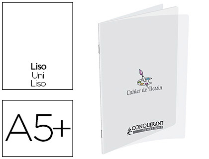 CAHIER DESSIN OXFORD COUVERTURE POLYPROPYLNE TRANSPARENT A5+ 17X22CM 32 PAGES PAPIER DESSIN UNI