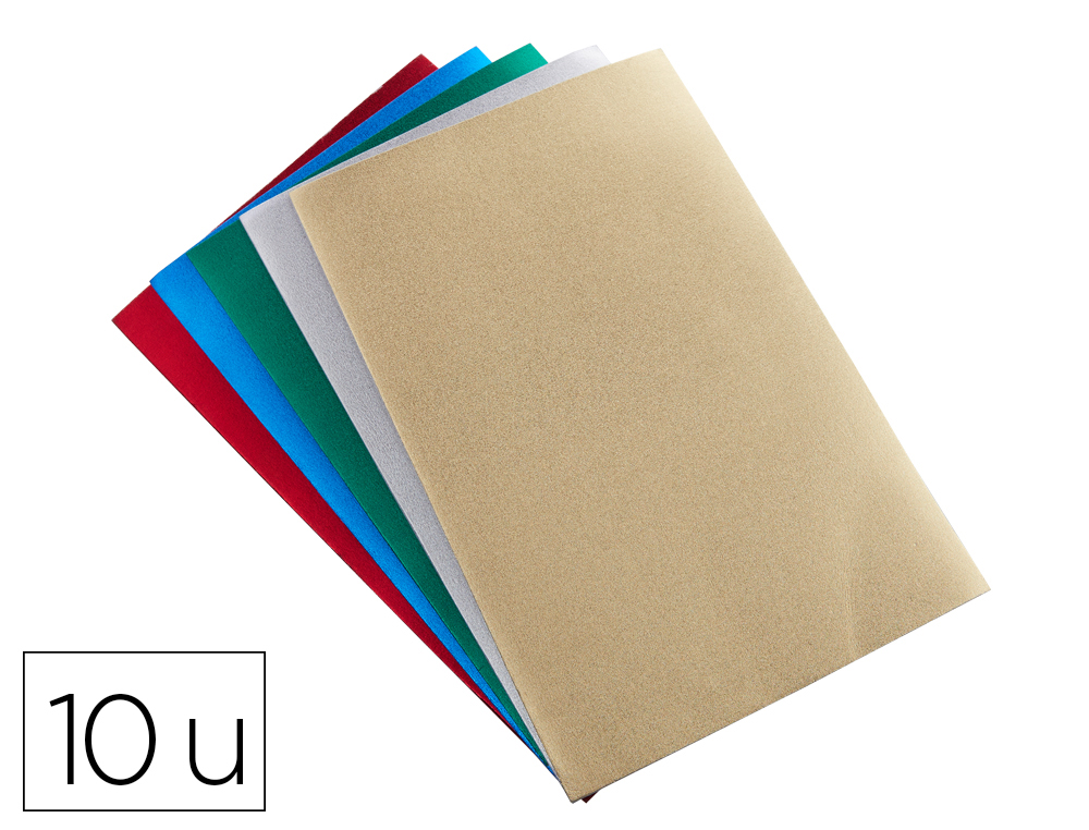 FEUILLE MOUSSE O'COLOR CAOUTCHOUC 20X30CM 5 COLORIS  METALLISE ASSORTIS POCHETTE   10 UNITES