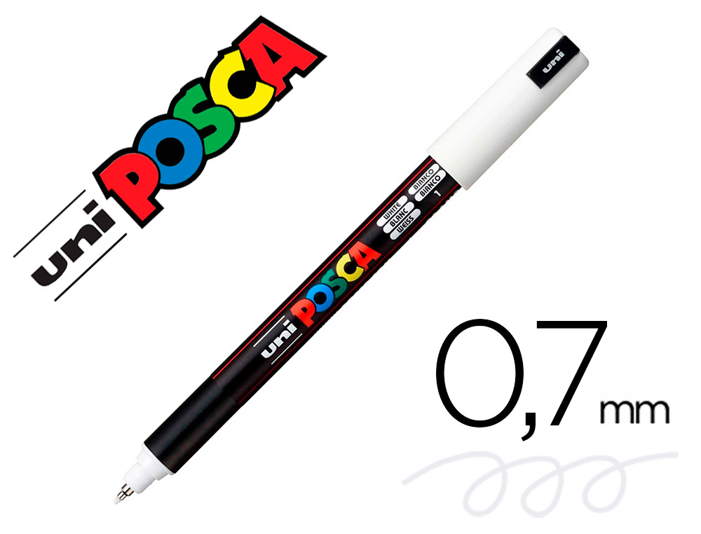 MARQUEUR POSCA PC1MR BASE EAU POINTE CALIBREE EXTRA FINE    0,7MM BLANC              SANS/ODEURS/ALCOOL/SOLVANT TOUS