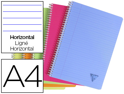 CAHIER CLAIREFONTAINE LINICOLOR RELIURE INTGRALE ASSORTIMENT FRESH A4 21X29,7CM 180 PAGES 90G LIGN + MARGE