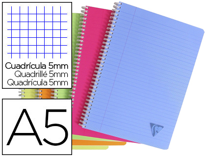 CAHIER CLAIREFONTAINE LINICOLOR RELIURE INTGRALE ASSORTIMENT FRESH A5 14,8X21CM 180 PAGES 90G 5X5MM