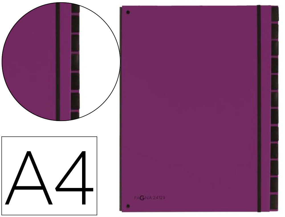 TRIEUR DURABLE CARTE RIGIDE A4 12 COMPARTIMENTS COLORIS VIOLET