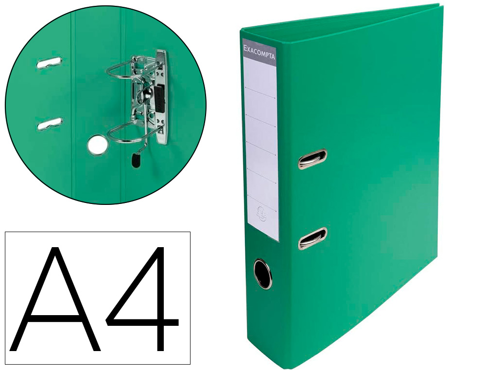 CLASSEUR LEVIER EXACOMPTA CARTON RECOUVERT PVC A4 32X29CM DOS 7CM TIQUETTE PORTE-TIQUETTE COLORIS VERT