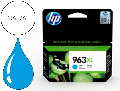 CARTOUCHE HP JET ENCRE 963 XL OFFICEJET PRO 9010 - 9020 /   9022 / 9023 / 9025 1600 PAGES CYAN