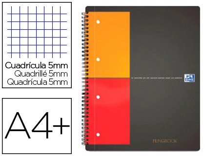 CAHIER BUREAU OXFORD FILINGBOOK OPTIK PAPER 4 SECTIONS 200 PAGES 5X5MM 3 INTERCALAIRES DTACHABLES POCHETTE RANGEMENT